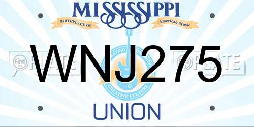 WNJ275 Mississippi License Plate