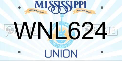 WNL624 Mississippi License Plate