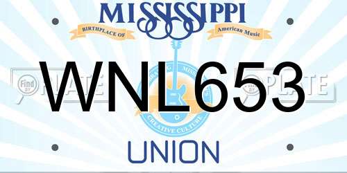 WNL653 Mississippi License Plate
