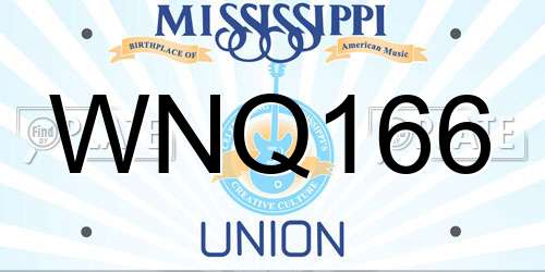 WNQ166 Mississippi License Plate