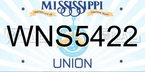WNS5422 Mississippi License Plate
