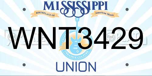 WNT3429 Mississippi License Plate