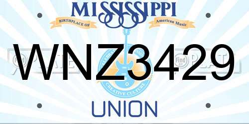 WNZ3429 Mississippi License Plate