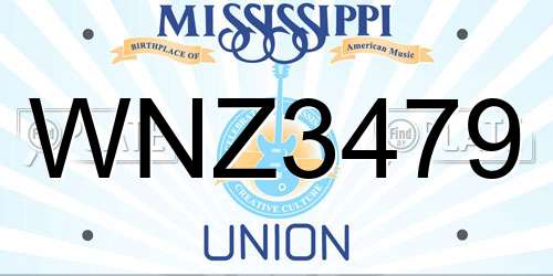 WNZ3479 Mississippi License Plate