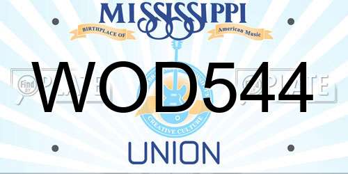 WOD544 Mississippi License Plate
