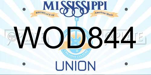 WOD844 Mississippi License Plate
