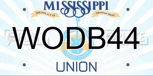 WODB44 Mississippi License Plate
