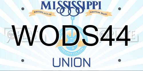 WODS44 Mississippi License Plate
