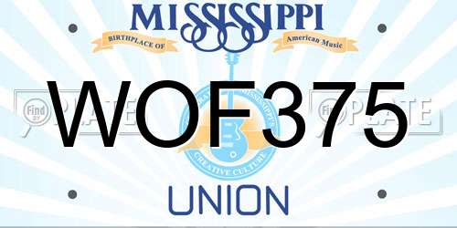WOF375 Mississippi License Plate