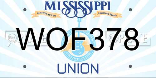 WOF378 Mississippi License Plate
