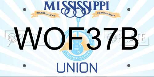 WOF37B Mississippi License Plate