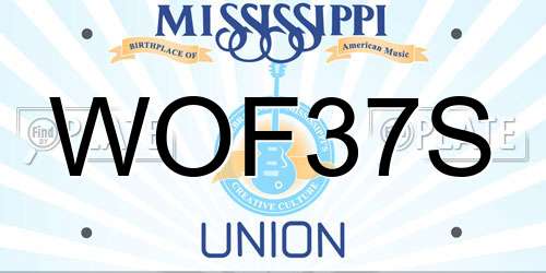 WOF37S Mississippi License Plate