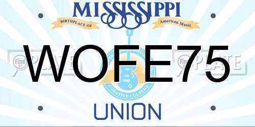 WOFE75 Mississippi License Plate