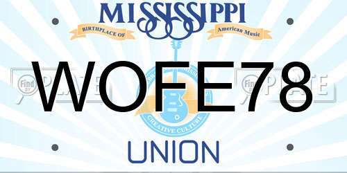 WOFE78 Mississippi License Plate