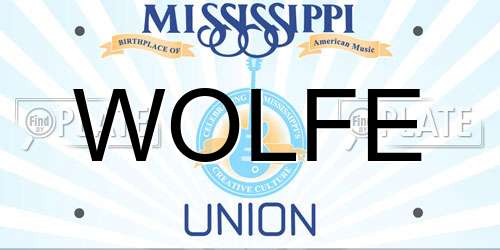 WOLFE Mississippi License Plate