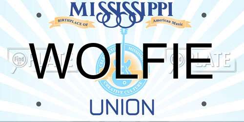 WOLFIE Mississippi License Plate