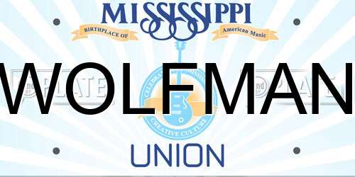 WOLFMAN Mississippi License Plate