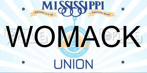 WOMACK Mississippi License Plate