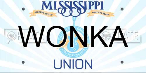 WONKA Mississippi License Plate