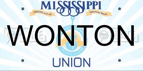 WONTON Mississippi License Plate