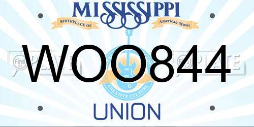 WOO844 Mississippi License Plate
