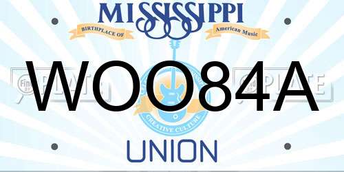 WOO84A Mississippi License Plate