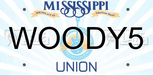 WOODY5 Mississippi License Plate