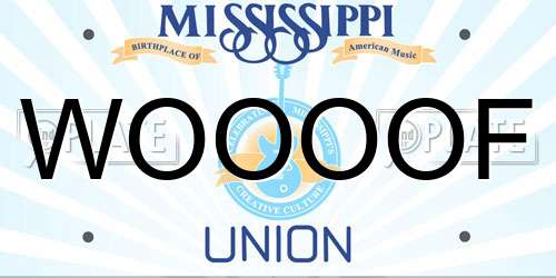 WOOOOF Mississippi License Plate