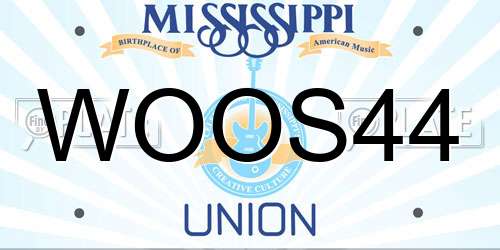 WOOS44 Mississippi License Plate