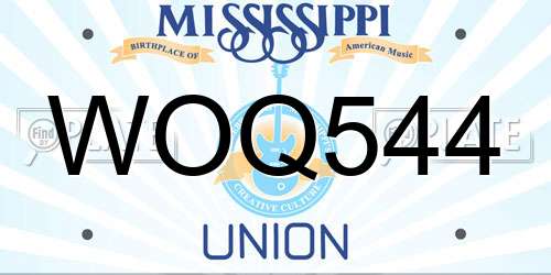 WOQ544 Mississippi License Plate