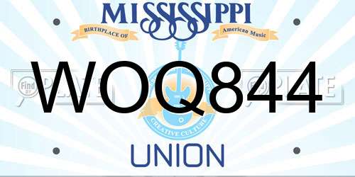 WOQ844 Mississippi License Plate