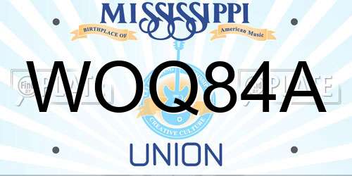 WOQ84A Mississippi License Plate