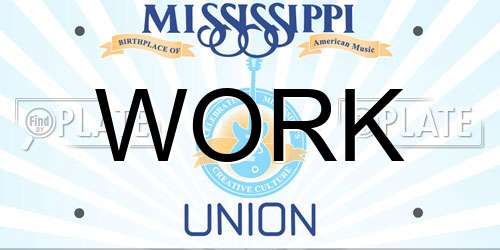 WORK Mississippi License Plate