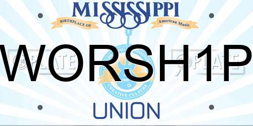 WORSH1P Mississippi License Plate