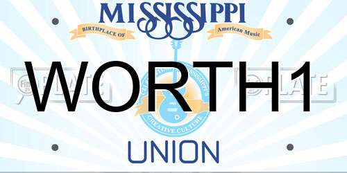 WORTH1 Mississippi License Plate