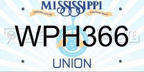 WPH366 Mississippi License Plate
