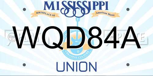 WQD84A Mississippi License Plate