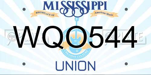 WQO544 Mississippi License Plate