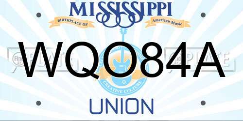 WQO84A Mississippi License Plate