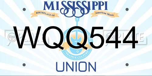 WQQ544 Mississippi License Plate