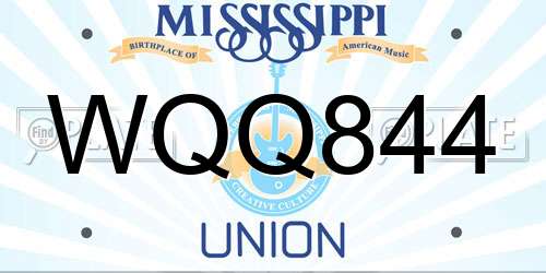 WQQ844 Mississippi License Plate