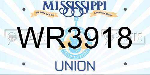 WR3918 Mississippi License Plate