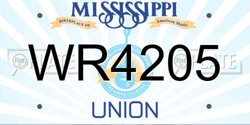 WR4205 Mississippi License Plate