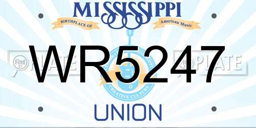 WR5247 Mississippi License Plate