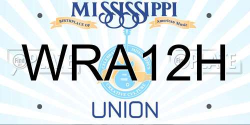 WRA12H Mississippi License Plate