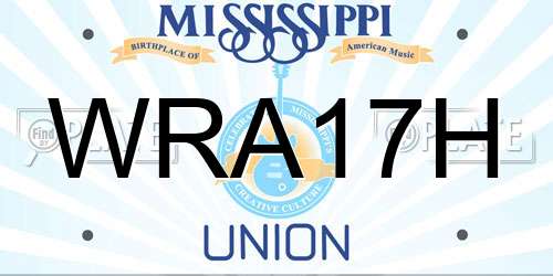 WRA17H Mississippi License Plate