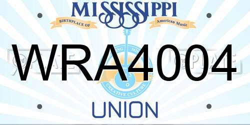 WRA4004 Mississippi License Plate