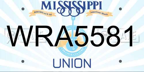WRA5581 Mississippi License Plate