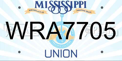 WRA7705 Mississippi License Plate