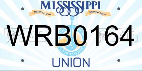 WRB0164 Mississippi License Plate